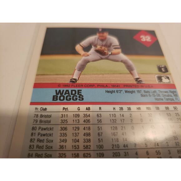 Wade Boggs 1992 Fleer #32 - Boston Red Sox - MLB Baseball Card HOF - Picture 3 of 3